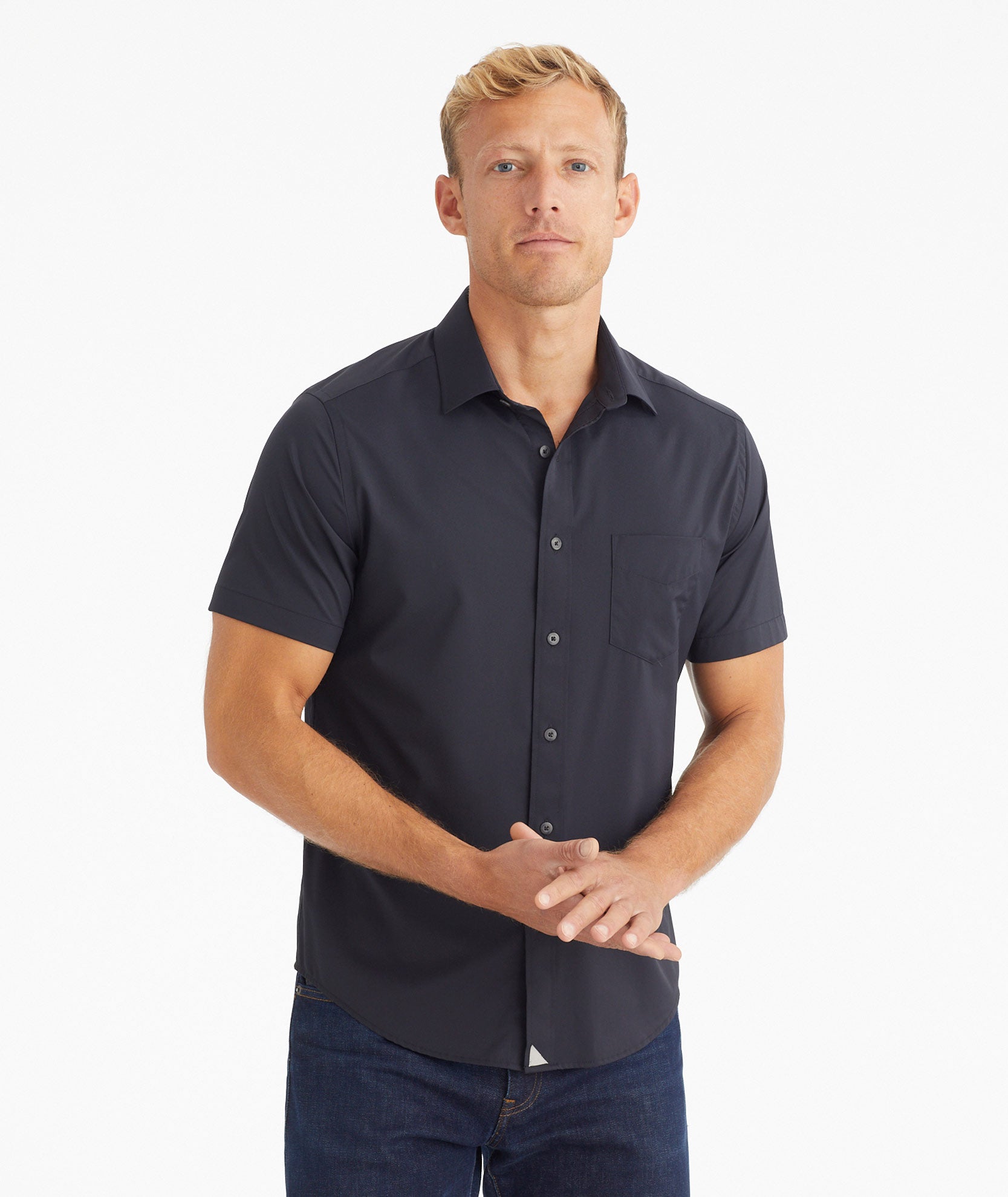 Wrinkle free short hot sale sleeve button down shirt