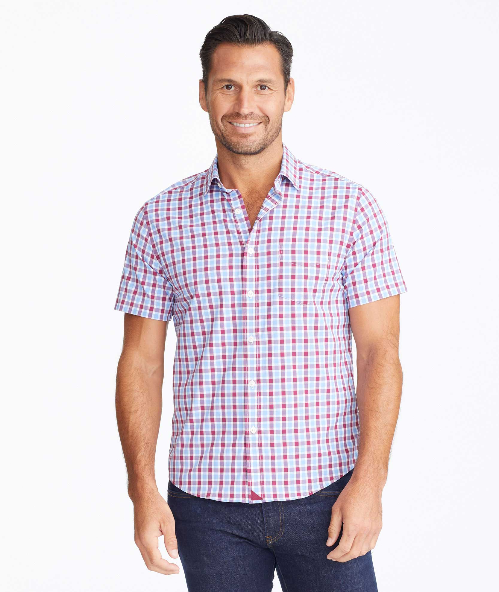 Untuckit hotsell Slim Fit Plaid Men’s Short Sleeves Button Down Shirt