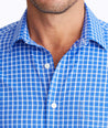 Model wearing a Blue Wrinkle-Free Performance+ Kiepersol Shirt