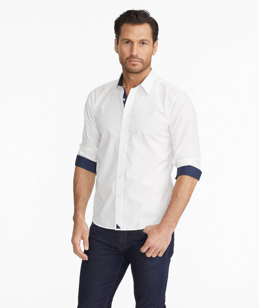 Wrinkle-Free Las Cases Special Shirt White with Contrast Cuff | UNTUCKit