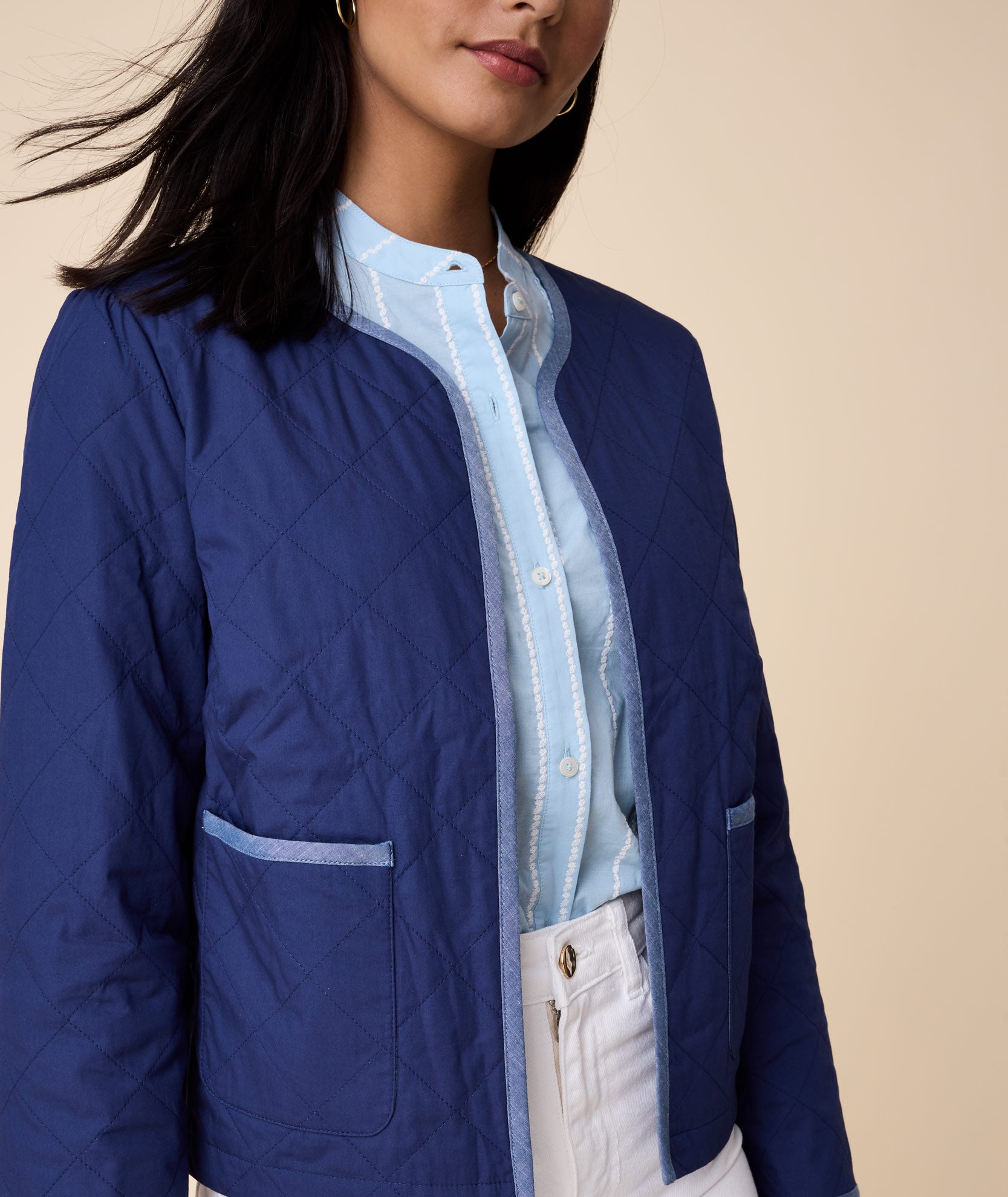 Buy Indigo Reversible Cotton Quilted Jacket- NVQJ226|NavyasFashion