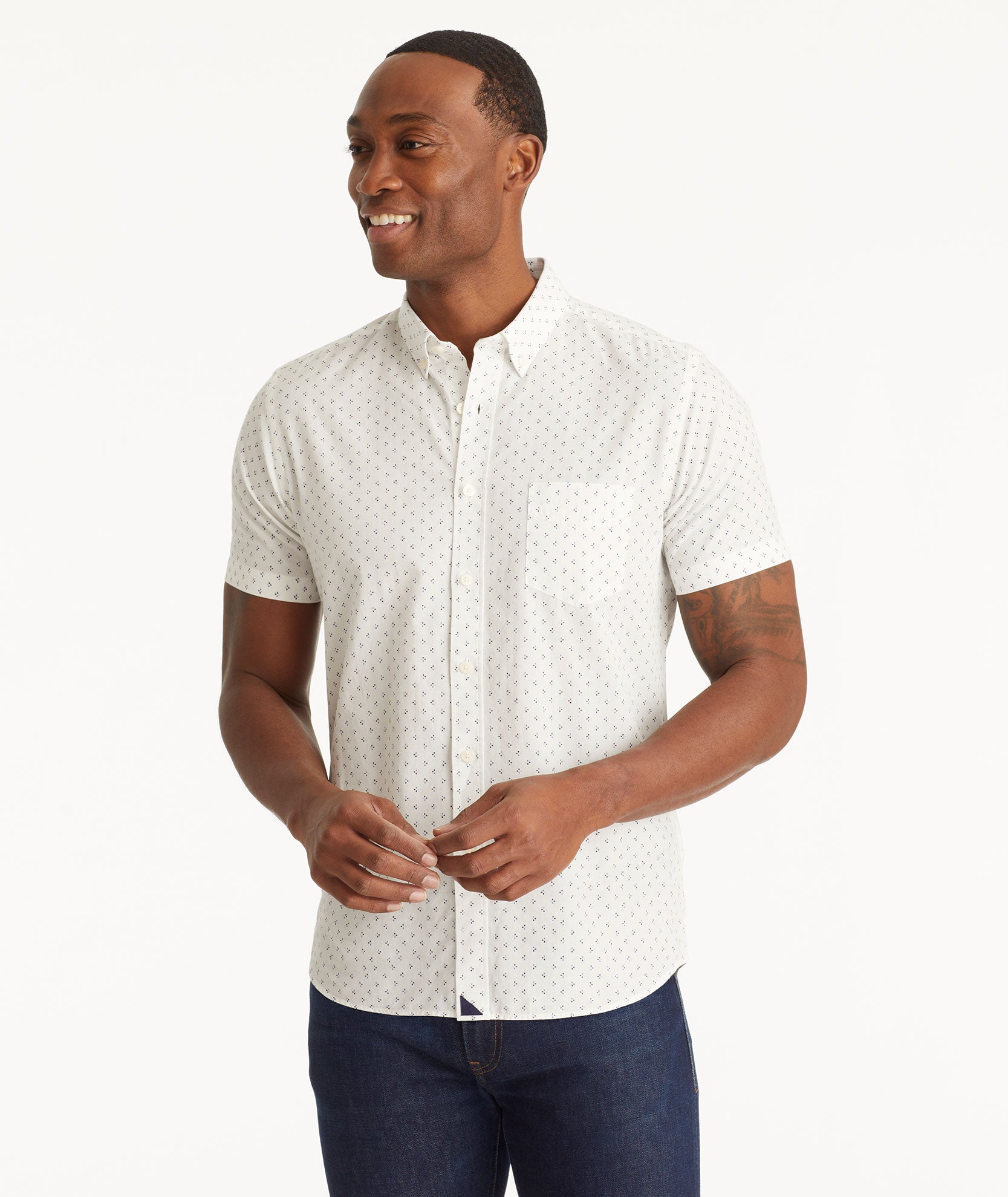 Cotton Printed Short-Sleeve Logan Shirt - FINAL SALE