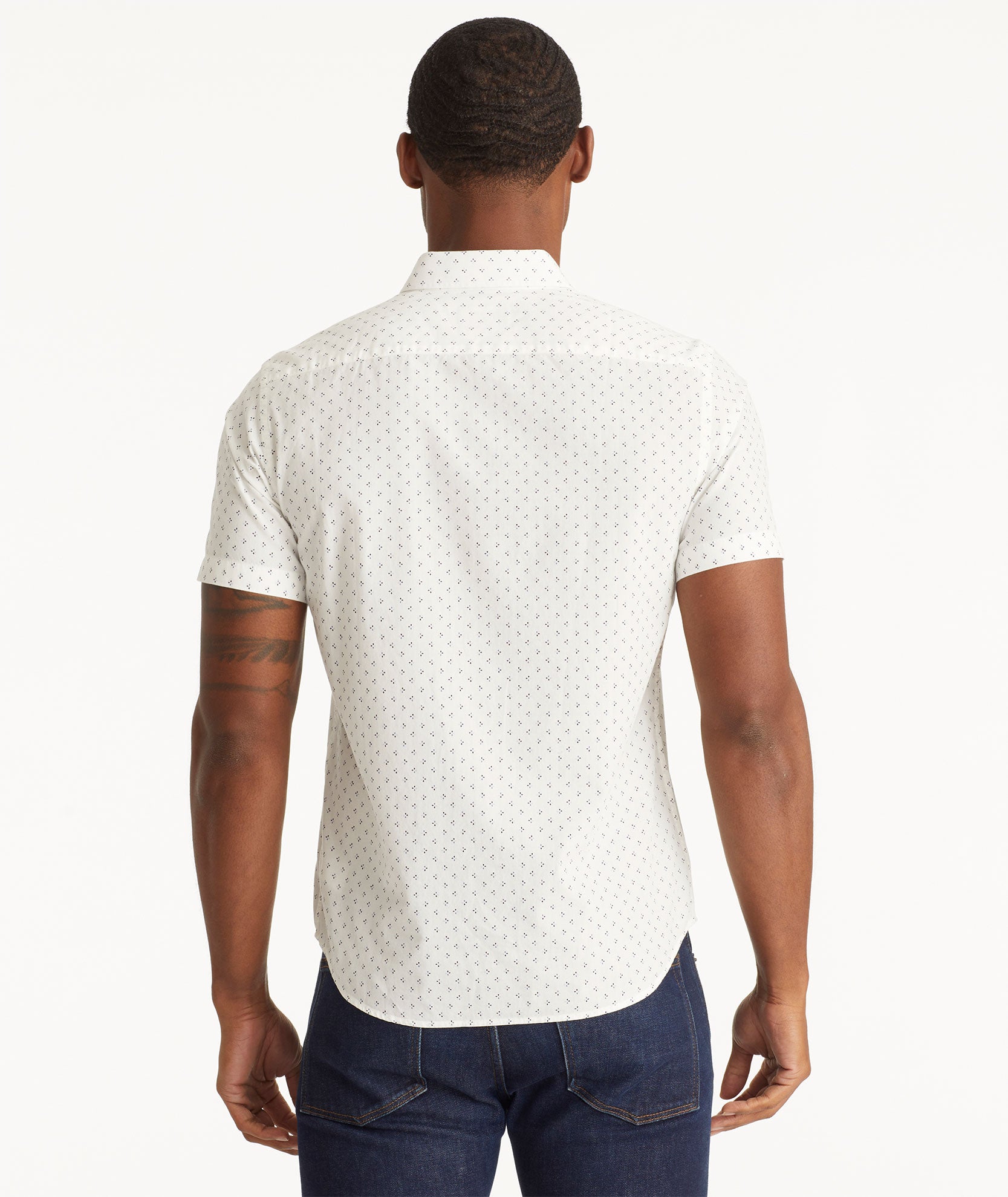 Cotton Printed Short-Sleeve Logan Shirt White With Blue Print