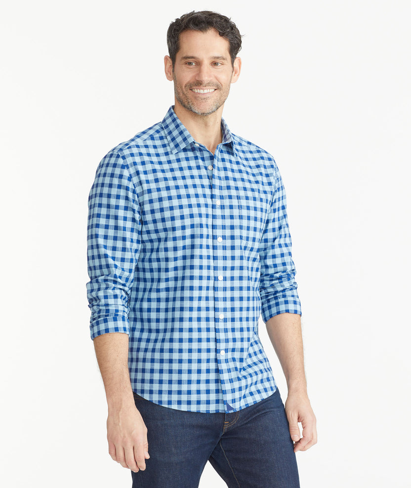 Wrinkle-Free Mariano Shirt Light Blue & Navy Gingham | UNTUCKit