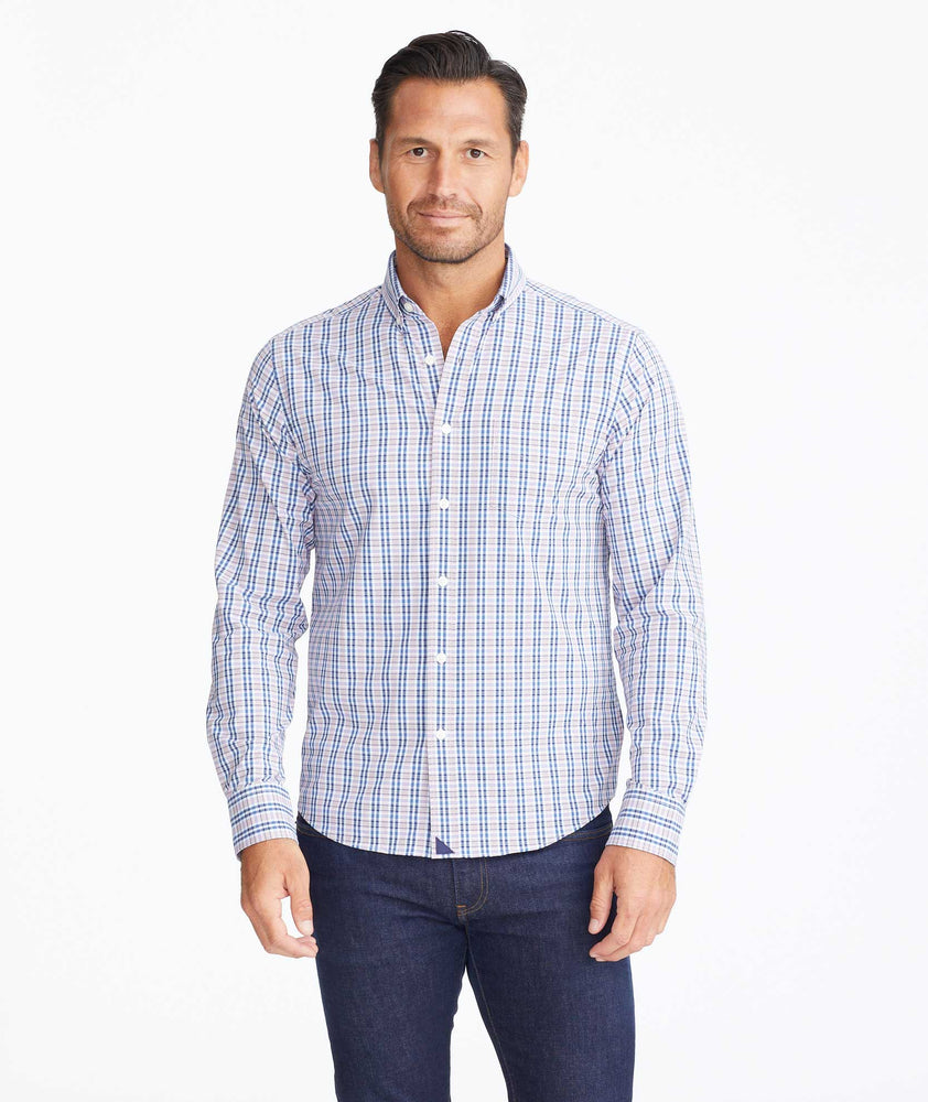 Wrinkle-Free Performance Nathanson Shirt Red Navy & White Plaid | UNTUCKit