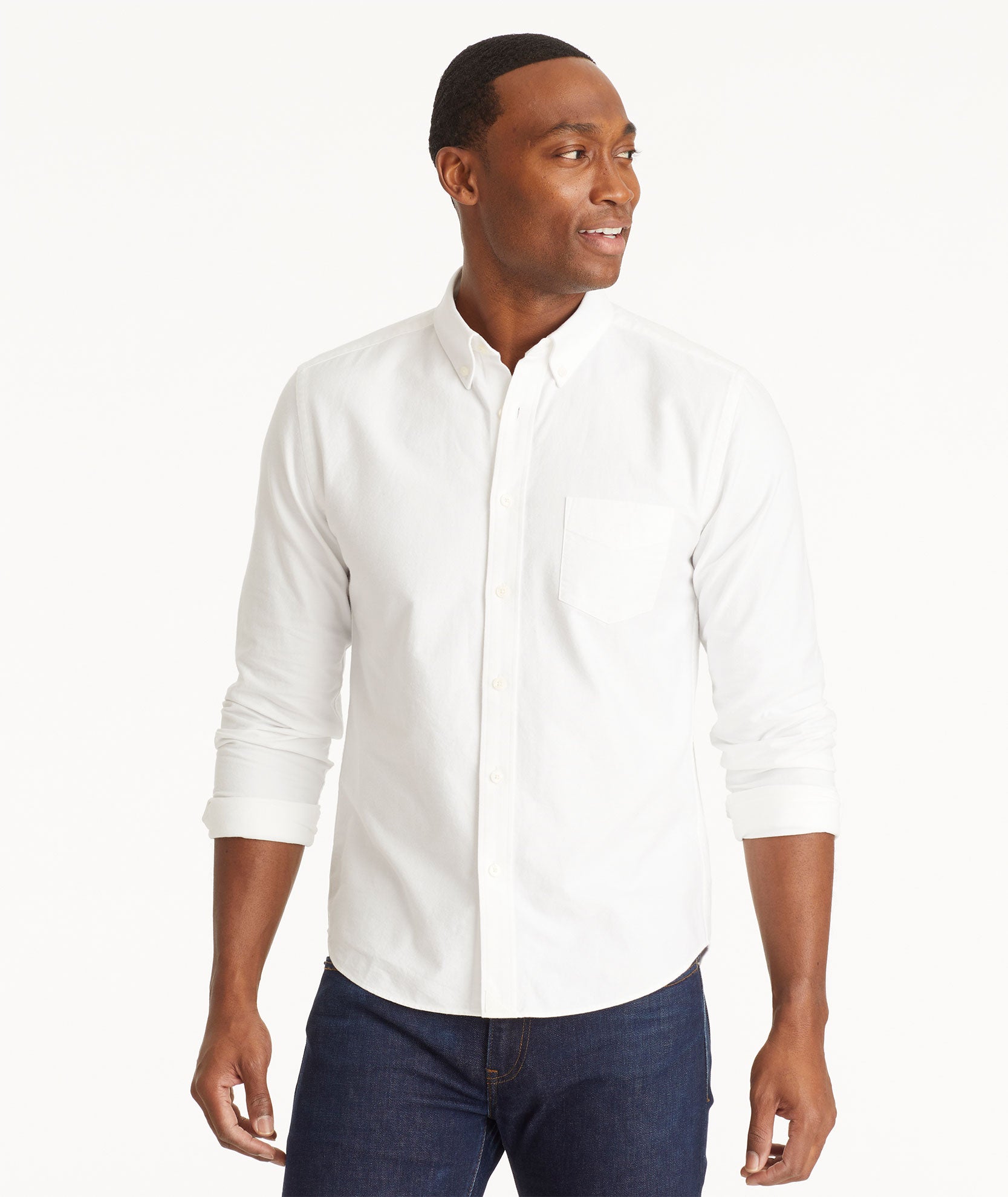 Men's untucked cheap white dress shirt