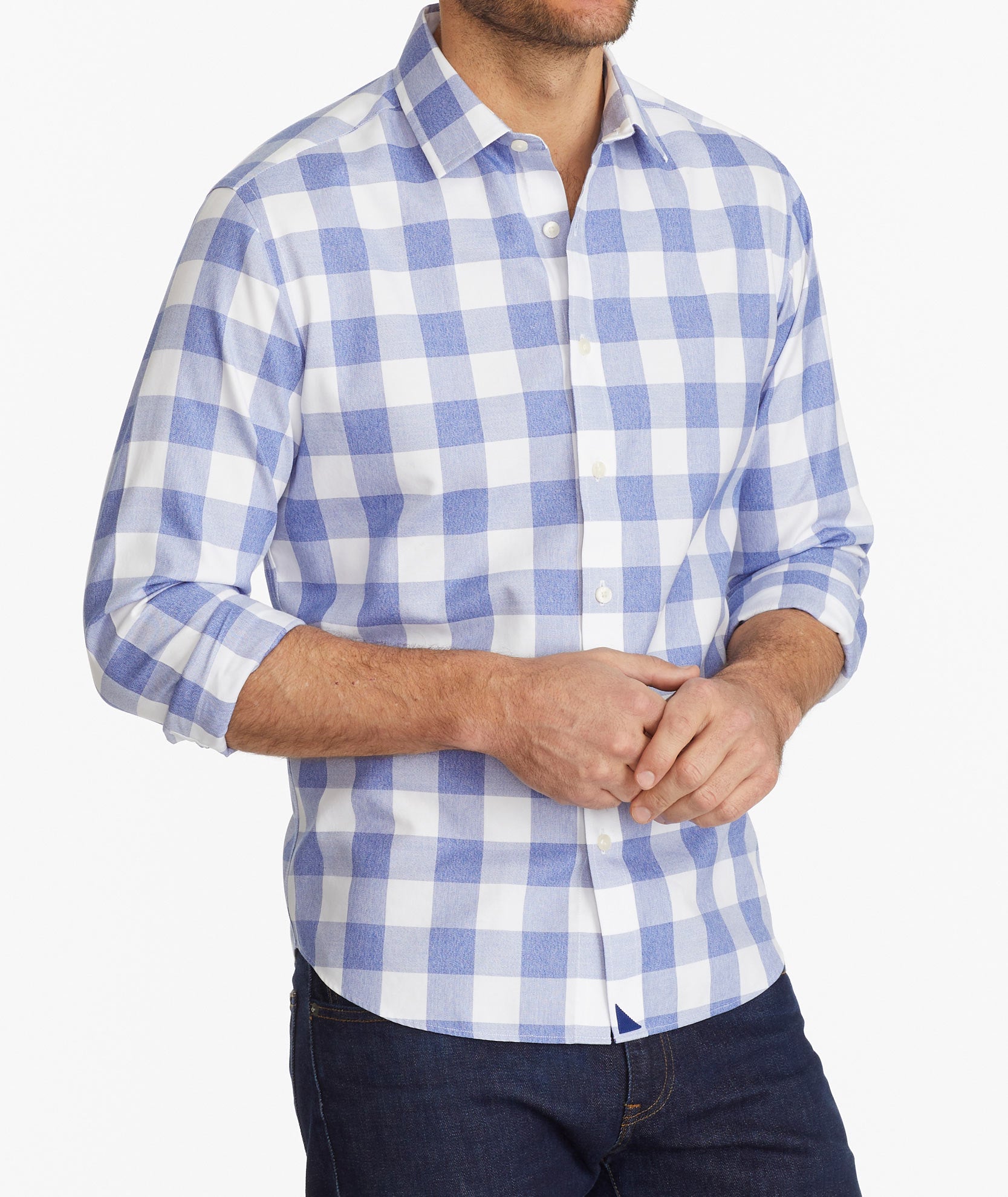 Wrinkle-Free Rian Shirt Blue & White Check | UNTUCKit