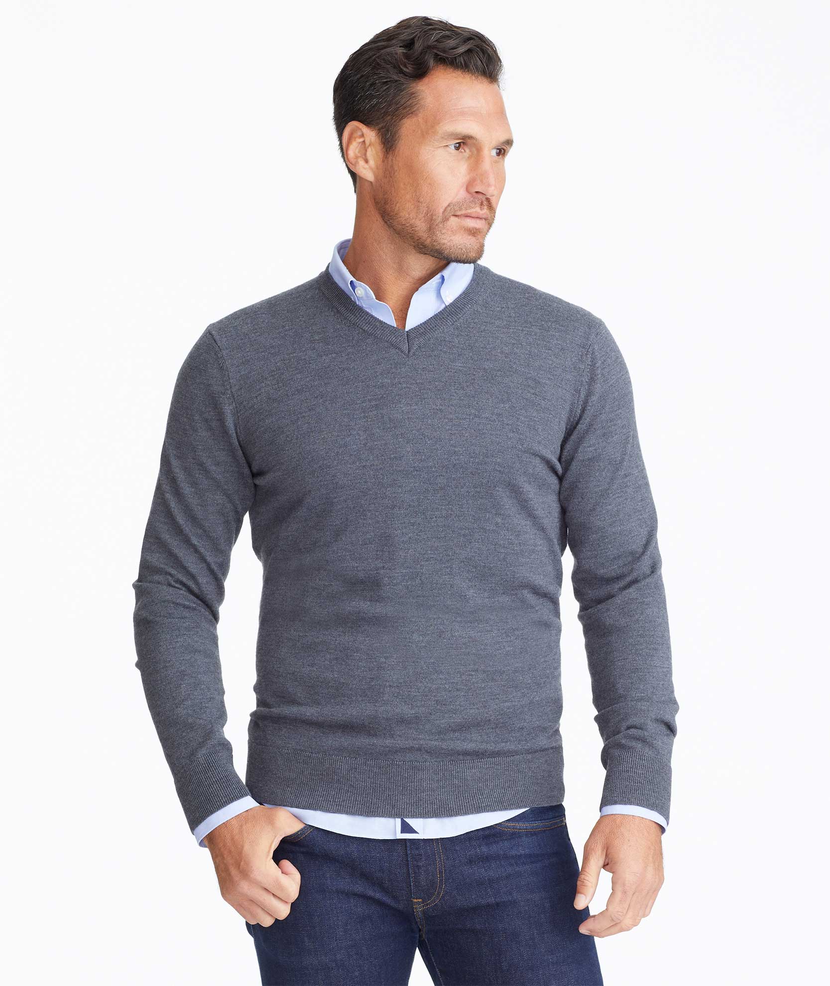 Shirt untucked shop with sweater