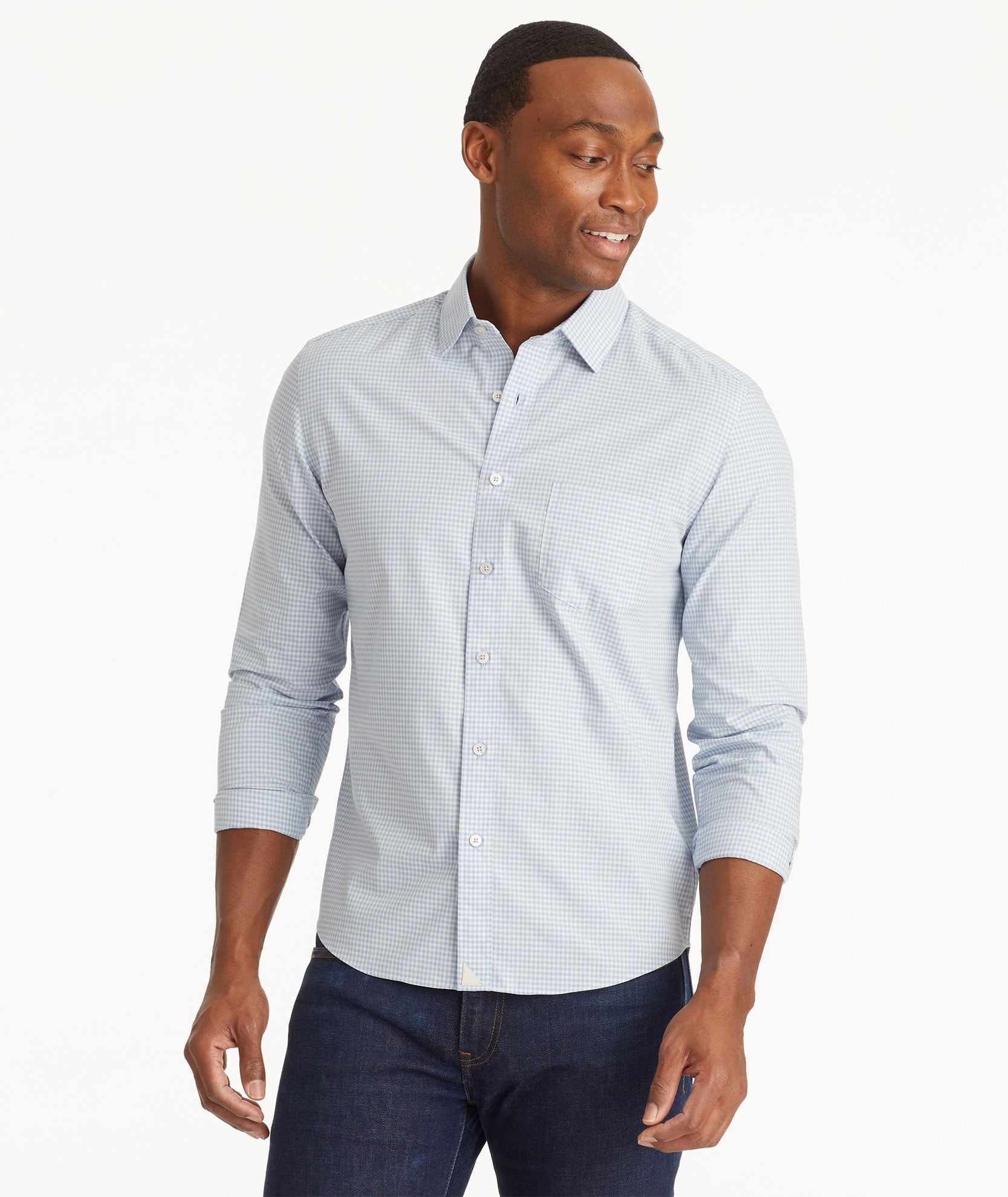 Light blue gingham shirt hotsell