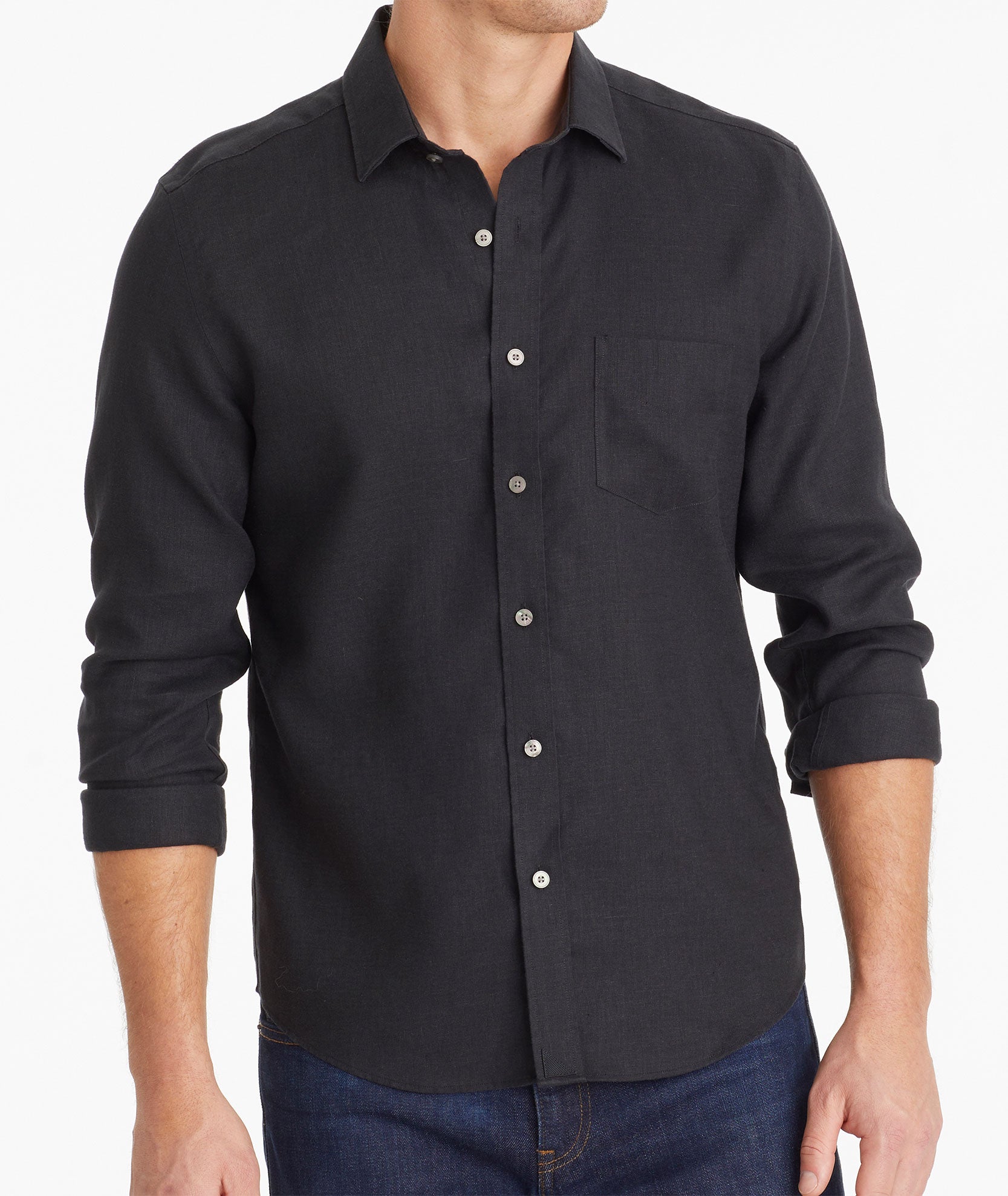 Wrinkle-Resistant Linen Vin Santo Shirt Black | UNTUCKit